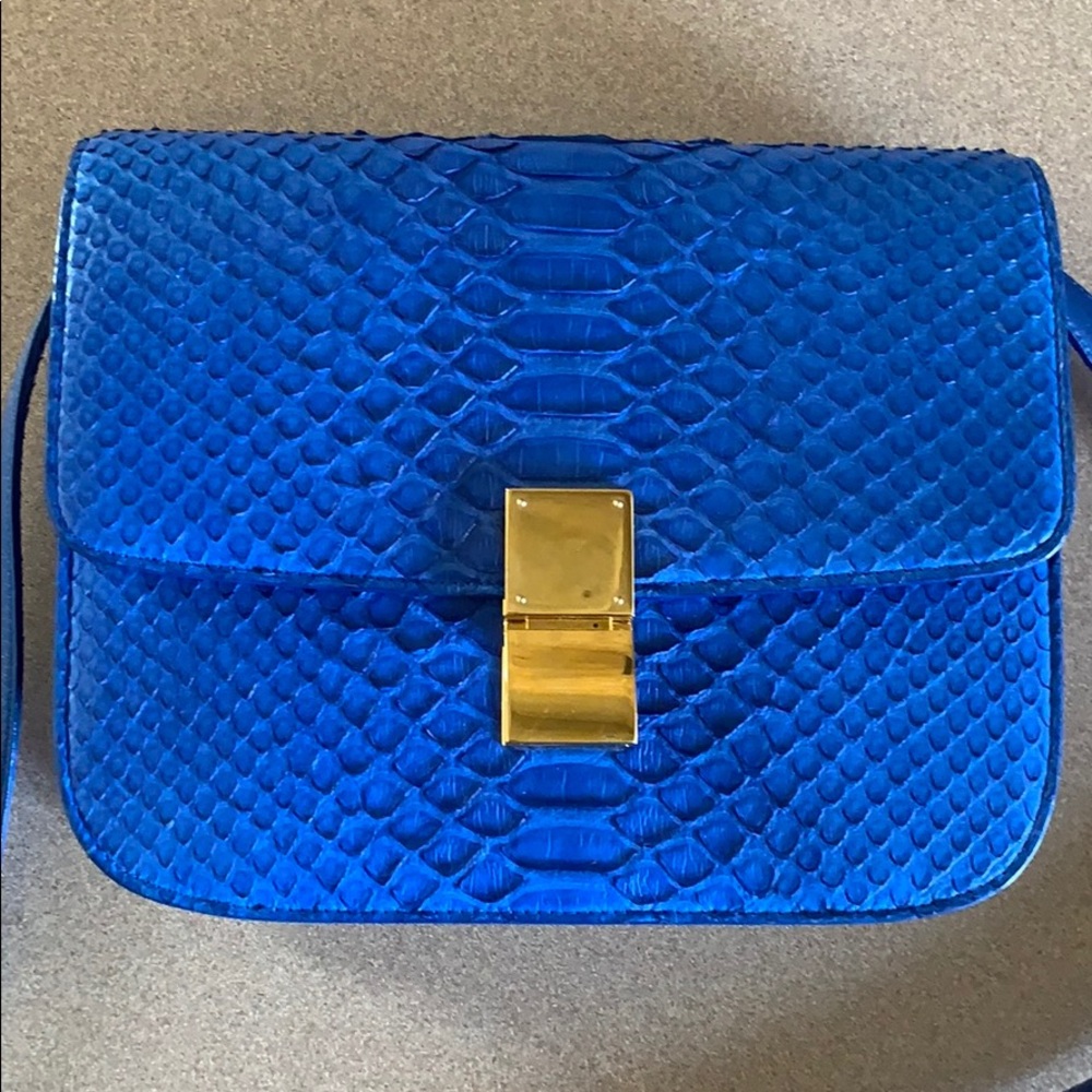 Celine Blue Python Medium Classic Box Bag - image 2